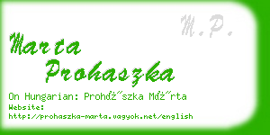 marta prohaszka business card